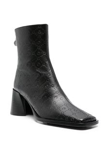 Marine Serre monogram-debossed leather ankle boots - Zwart