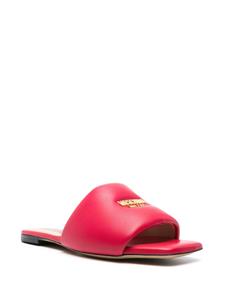 Moschino logo-plaque leather slides - Rood