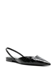 Victoria Beckham V Cut crocodile-embossed ballerina shoes - Zwart