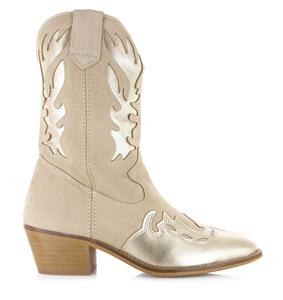 DWRS LABEL Bella Sand / Champagne Beige Suede Cowboy laarzen Dames