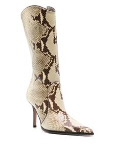 Paris Texas Ashley 95mm snakeskin-effect boots - Geel