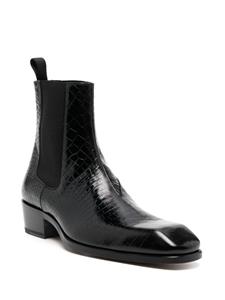 TOM FORD crocodile-effect leather boots - Zwart