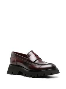 Santoni Alfie penny-slot leather loafers - Rood