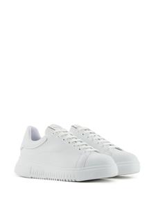 Emporio Armani grained-leather sneakers - Wit