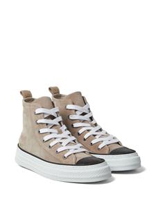 Brunello Cucinelli panelled lace-up sneakers - Bruin