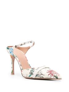 Malone Souliers Uma 90 muiltjes met bloemenprint - Beige