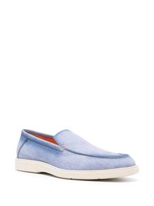 Santoni denim-print loafers - Blauw