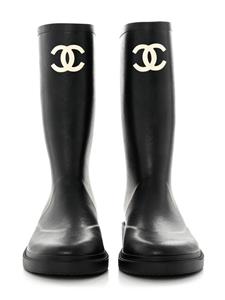 CHANEL Pre-Owned CC-logo rain boots - Zwart