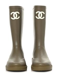 CHANEL Pre-Owned CC-logo rain boots - Beige