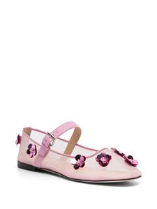 MACH & MACH Mesh Flowers ballerina shoes - Roze
