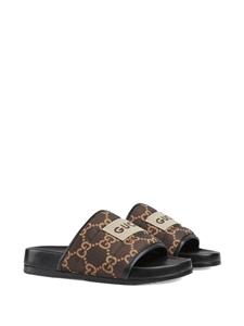 Gucci GG Supreme gevoerde slippers - Bruin
