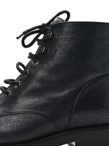 CHANEL Pre-Owned CC leather combat boots - Zwart