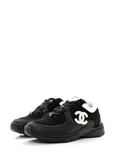 CHANEL Pre-Owned CC panelled leather sneakers - Zwart
