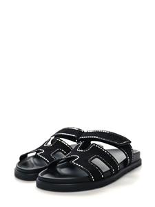 Hermès Pre-Owned Chypre crystal-embellished suede sandals - Zwart