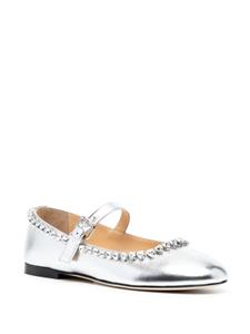 MACH & MACH crystal-embellished leather ballerina shoes - Zilver