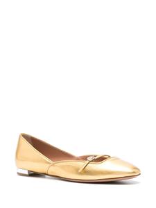 Aquazzura crystal-buckle leather ballerina shoes - Goud