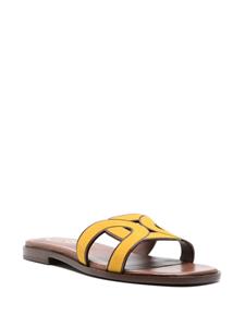 Tod's chain-motif leather slides - Geel