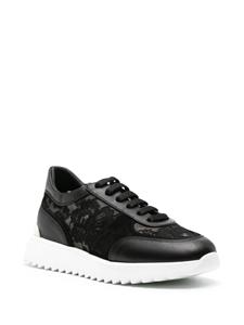 Le Silla chantilly-lace leather sneakers - Zwart