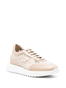 Le Silla chantilly-lace leather sneakers - Beige
