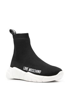 Love Moschino Soksneakers met logoprint - Zwart