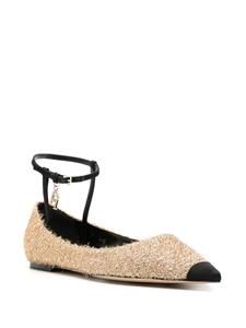 Elisabetta Franchi frayed metallic-threading ballerina shoes - Goud