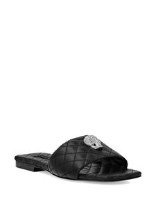 Philipp Plein Leren slippers - Zwart