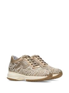 Hogan Interactive floral-embroidered sneakers - Beige