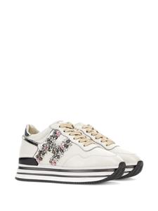 Hogan Midi floral-embellished platform sneakers - Wit