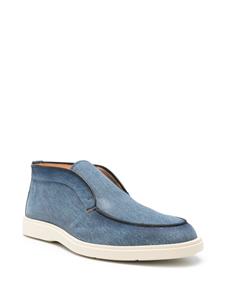 Santoni denim-print leather boots - Blauw
