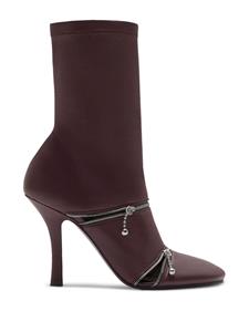 Burberry squared-toe leather boots - Rood