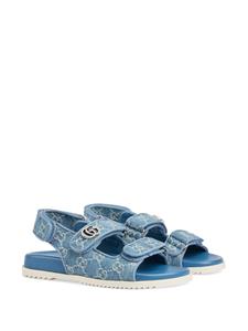 Gucci Denim sandalen met logoplakkaat - Blauw