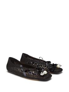 Simone Rocha bell-charm crochet ballerina shoes - Zwart