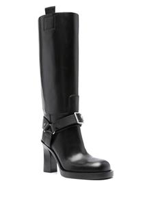 Burberry 100mm buckled leather boots - Zwart