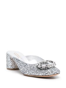 Casadei Ring Cleo 50mm mules - Zilver