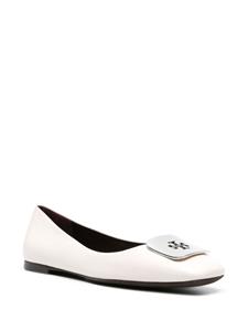 Tory Burch Double-T leather ballerina shoes - Wit