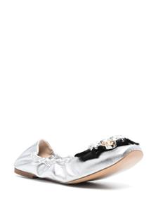 Casadei Queen Bee leather ballerina shoes - Zilver