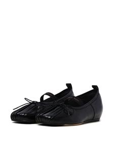 Simone Rocha logo-strap leather ballerina shoes - Zwart