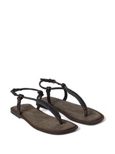 Brunello Cucinelli Leren sandalen met Monili-detail - Bruin