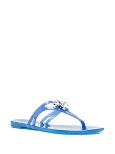 Casadei Jelly crystal-embellished flip flops - Blauw