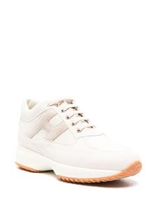 Hogan logo-patch suede-panelled sneakers - Beige