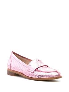 P.A.R.O.S.H. snakeskin-effect metallic loafers - Roze