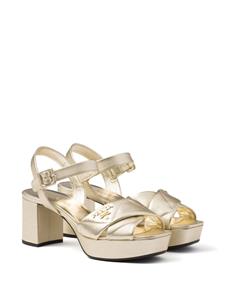 Prada 65 mm leren sandalen met plateauzool - Goud