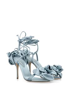 Magda Butrym floral-appliqué satin sandals - Blauw