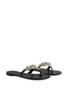 Giuseppe Zanotti Clarett crystal-embellished flat sandals - Zwart