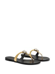 Giuseppe Zanotti Brionne crystal-embellished metallic flat sandals - Goud