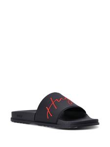HUGO Slippers met logodetail - Zwart