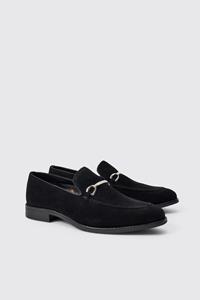 Boohoo Faux Suede Snaffle Loafer, Black