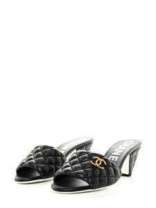 CHANEL Pre-Owned CC diamond-quilted sandals - Zwart