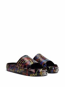 Dolce & Gabbana Slippers met plateauzool - Zwart