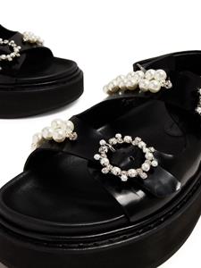 Simone Rocha buckled flatform leather sandals - Zwart